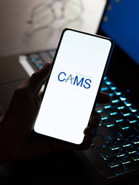 West Bangal, India - December 15, 2021 : myCams logo on phone screen stock image.