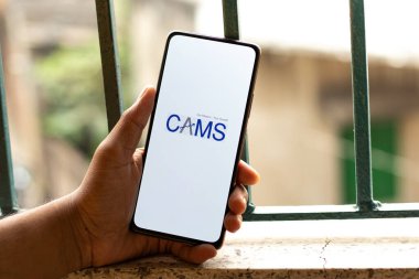 West Bangal, India - December 15, 2021 : myCams logo on phone screen stock image.
