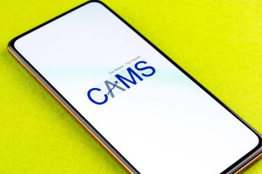 West Bangal, India - December 15, 2021 : myCams logo on phone screen stock image.