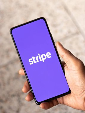 West Bangal, India - January 7, 2022 : Stripe logo on phone screen stock image.