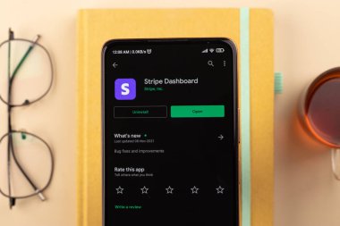 West Bangal, India - January 7, 2022 : Stripe logo on phone screen stock image.