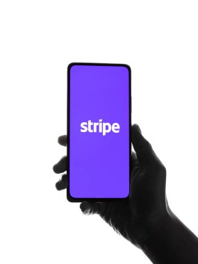 West Bangal, India - January 7, 2022 : Stripe logo on phone screen stock image.