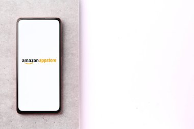 West Bangal, India - December 05, 2021 : Amazon Appstore logo on phone screen stock image.