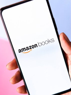 West Bangal, India - December 05, 2021 : Amazon Books logo on phone screen stock image.