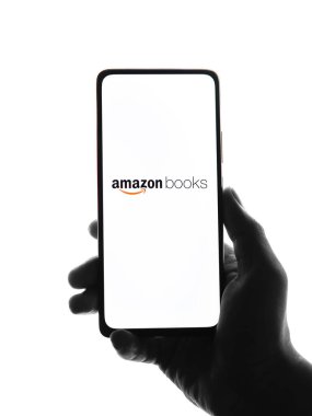 West Bangal, India - December 05, 2021 : Amazon Books logo on phone screen stock image.