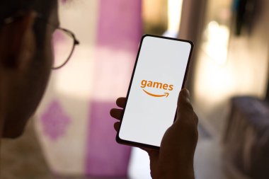 West Bangal, India - December 05, 2021 : Amazon Game Studios logo on phone screen stock image.