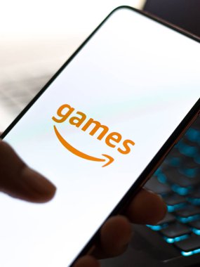 West Bangal, India - December 05, 2021 : Amazon Game Studios logo on phone screen stock image.