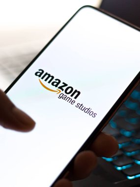 West Bangal, India - December 05, 2021 : Amazon Game Studios logo on phone screen stock image.