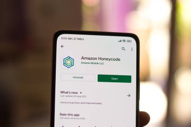 West Bangal, India - December 05, 2021 : Amazon Honeycode logo on phone screen stock image.
