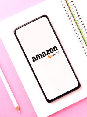 West Bangal, India - December 05, 2021 : Amazon Lab126 logo on phone screen stock image.