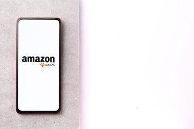 West Bangal, India - December 05, 2021 : Amazon Lab126 logo on phone screen stock image.