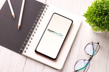 West Bangal, India - December 05, 2021 : Amazon Launchpad logo on phone screen stock image.