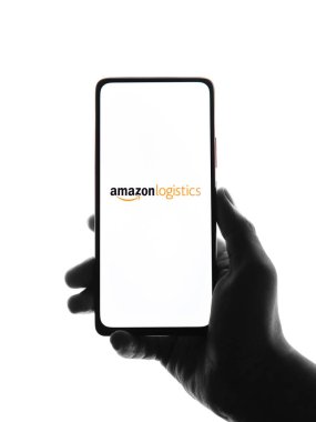 West Bangal, India - December 05, 2021 : Amazon Logistics logo on phone screen stock image.