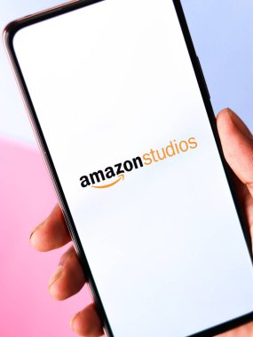 West Bangal, India - December 05, 2021 : Amazon Studios logo on phone screen stock image.