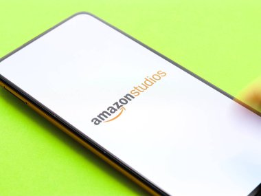 West Bangal, India - December 05, 2021 : Amazon Studios logo on phone screen stock image.