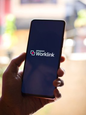 West Bangal, India - December 05, 2021 : Amazon WorkLink logo on phone screen stock image.