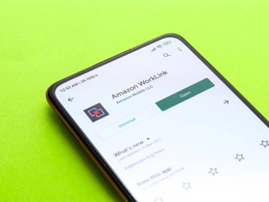 West Bangal, India - December 05, 2021 : Amazon WorkLink logo on phone screen stock image.