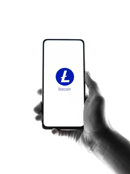 West Bangal India Febrero 2022 Logotipo Litecoin Imagen Stock Pantalla — Foto de Stock