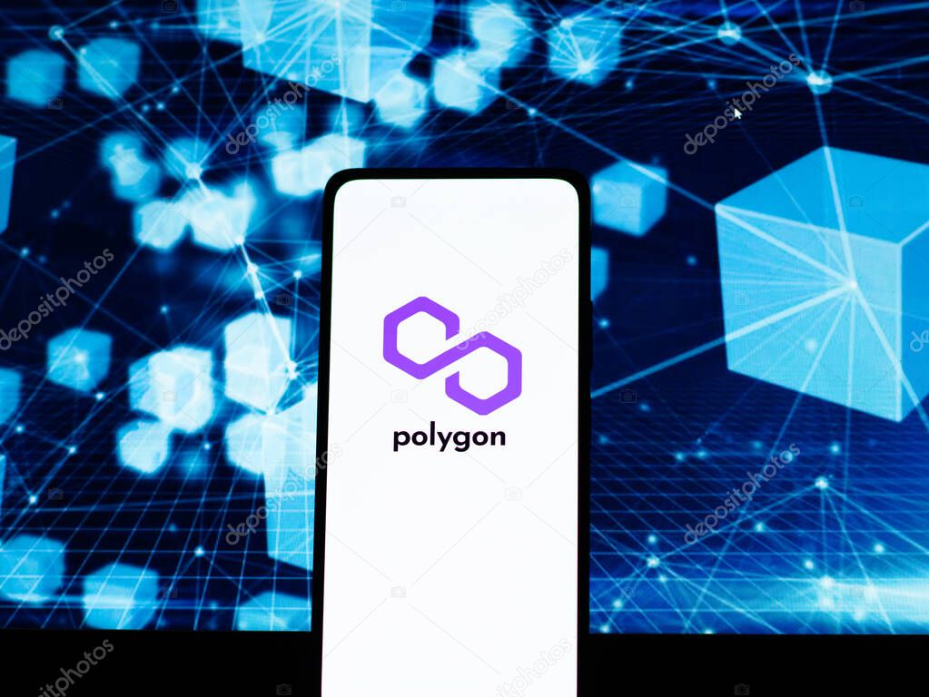 West Bangal, India - February 4, 2022 : Polygon logo on phone screen stock image.