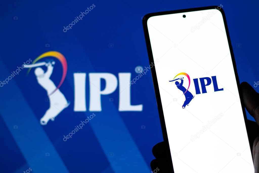 West Bangal, India - March 18, 2022 : IPL indian premier league logo on phone screen stock image.