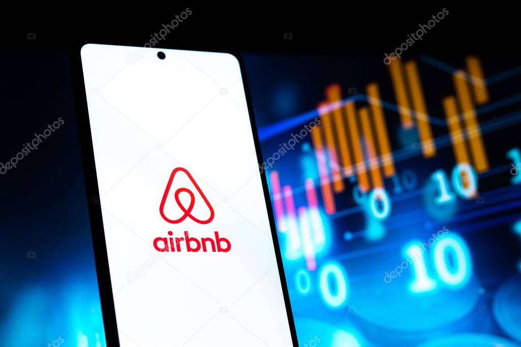 West Bangal, India - April 20, 2022 : Airbnb logo on phone screen stock image.