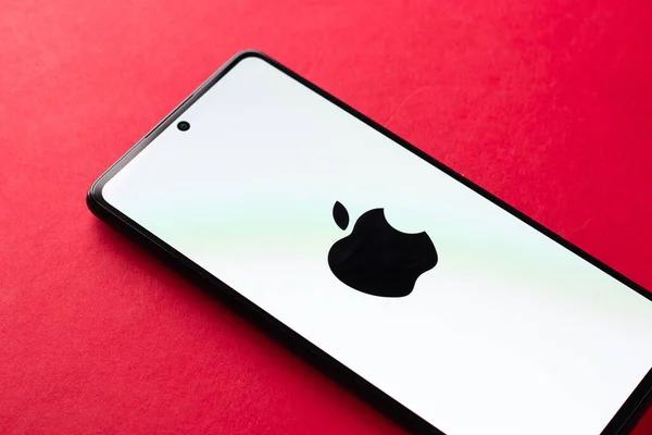 West Bangal Índia Abril 2022 Logotipo Apple Imagem Estoque Tela — Fotografia de Stock