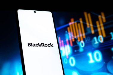 Batı Bangal, Hindistan - 20 Nisan 2022: Telefon ekranındaki Blackstone Group logosu.