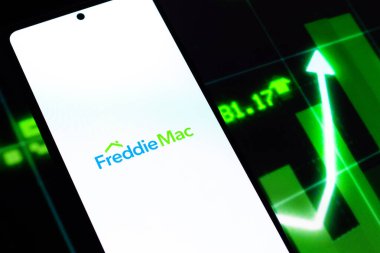 Batı Bangal, Hindistan - 20 Nisan 2022: Telefon ekranında Freddie Mac logosu.