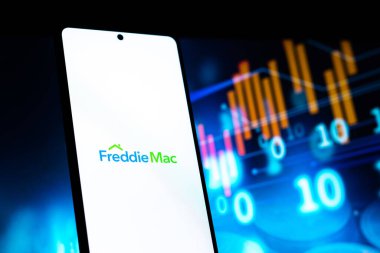 Batı Bangal, Hindistan - 20 Nisan 2022: Telefon ekranında Freddie Mac logosu.