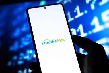 Batı Bangal, Hindistan - 20 Nisan 2022: Telefon ekranında Freddie Mac logosu.