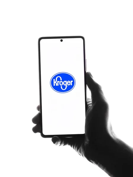 West Bangal Indien April 2022 Kroger Logo Auf Dem Handybildschirm — Stockfoto
