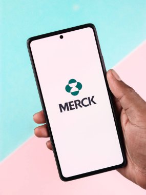 West Bangal, India - April 20, 2022 : Merck logo on phone screen stock image.