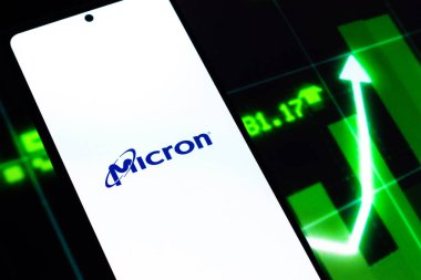 West Bangal, India - April 20, 2022 : Micron Technology logo on phone screen stock image.