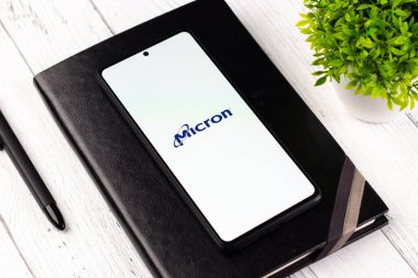 West Bangal, India - April 20, 2022 : Micron Technology logo on phone screen stock image.