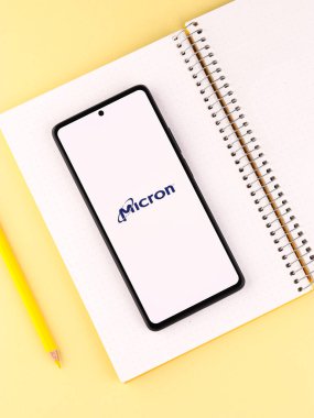 West Bangal, India - April 20, 2022 : Micron Technology logo on phone screen stock image.