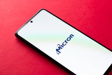 West Bangal, India - April 20, 2022 : Micron Technology logo on phone screen stock image.