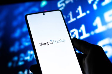 West Bangal, India - April 20, 2022 : Morgan Stanley logo on phone screen stock image.