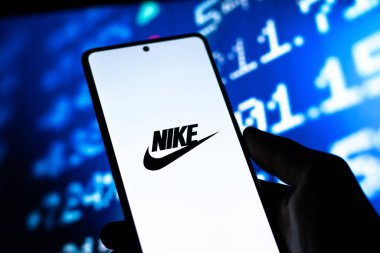 West Bangal, India - April 20, 2022 : Nike logo on phone screen stock image.