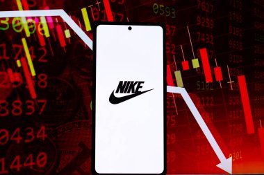 West Bangal, India - April 20, 2022 : Nike logo on phone screen stock image.
