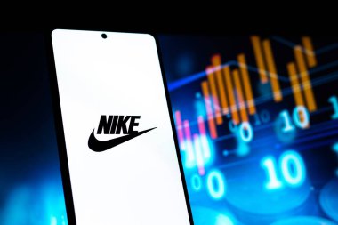 West Bangal, India - April 20, 2022 : Nike logo on phone screen stock image.