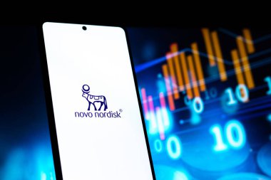 West Bangal, India - April 20, 2022 : Novo Nordisk logo on phone screen stock image.