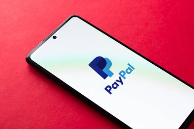 West Bangal, India - April 20, 2022 : PayPal logo on phone screen stock image.