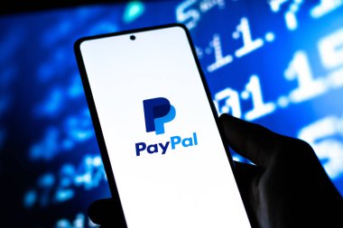 West Bangal, India - April 20, 2022 : PayPal logo on phone screen stock image.