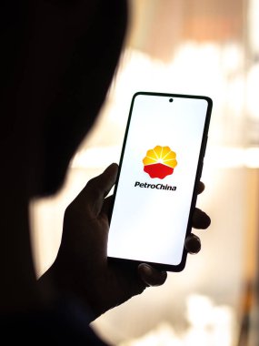 West Bangal, India - April 20, 2022 : PetroChina logo on phone screen stock image.