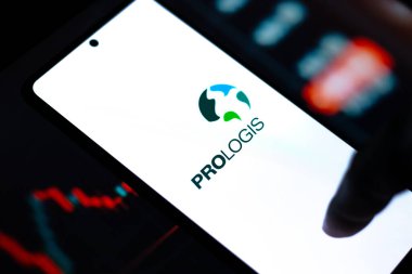 West Bangal, India - April 20, 2022 : Prologis logo on phone screen stock image.