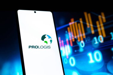 West Bangal, India - April 20, 2022 : Prologis logo on phone screen stock image.