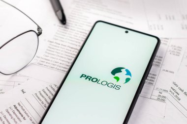 West Bangal, India - April 20, 2022 : Prologis logo on phone screen stock image.