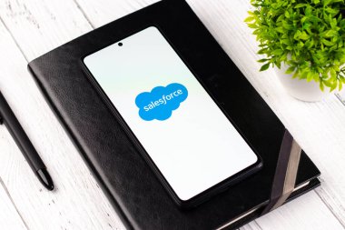 West Bangal, India - April 20, 2022 : Salesforce on phone screen stock image.