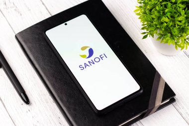 West Bangal, India - April 20, 2022 : Sanofi on phone screen stock image.