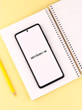 West Bangal, India - April 20, 2022 : ServiceNow on phone screen stock image.